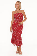 Tullia Red Polka Dot Strapless Top - view 5