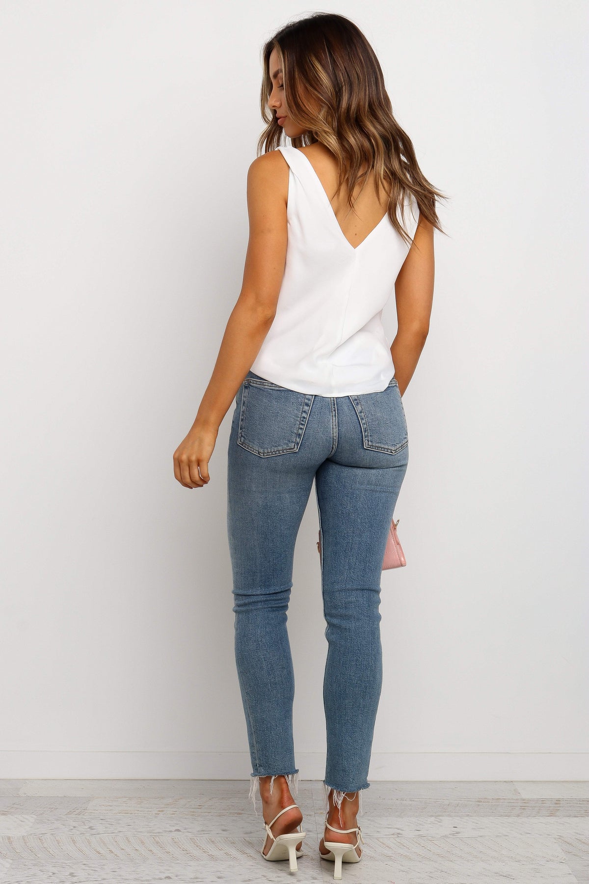 Vinita White Satin Cowl Neck Top - view 6