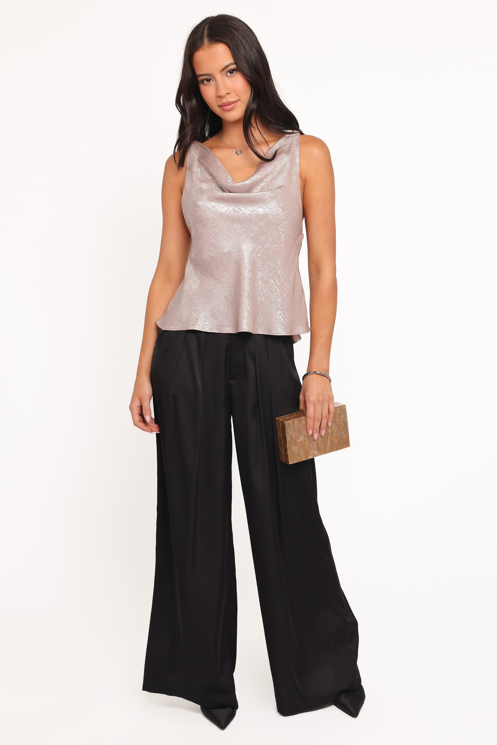 Vita Champagne Cowl Neck Cami Top - view 6