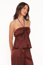 Vita Brown Satin Halter Top - view 3