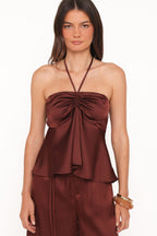 Vita Brown Satin Halter Top - view 5