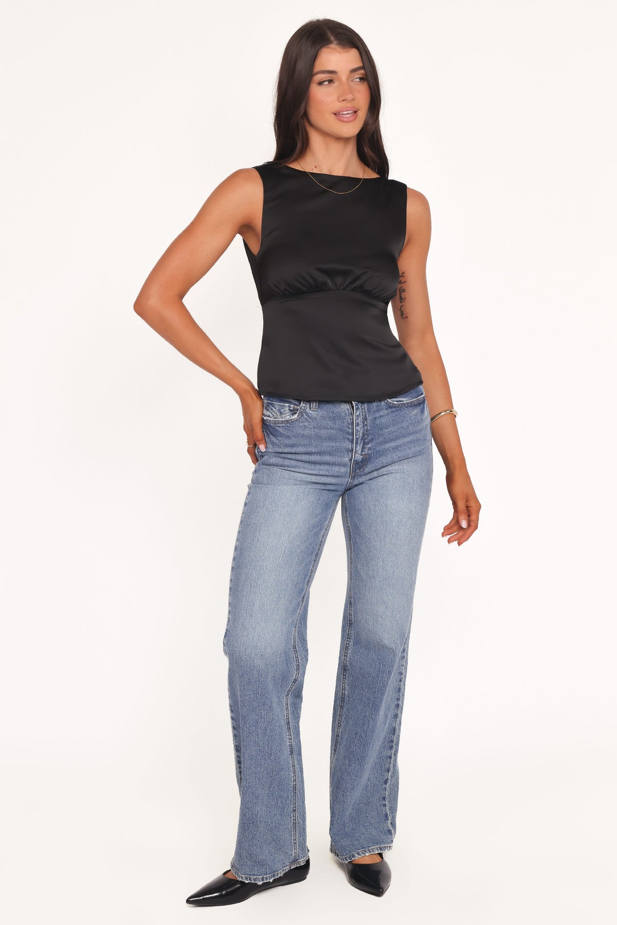 Wynn Black Lace Satin Top - view 4