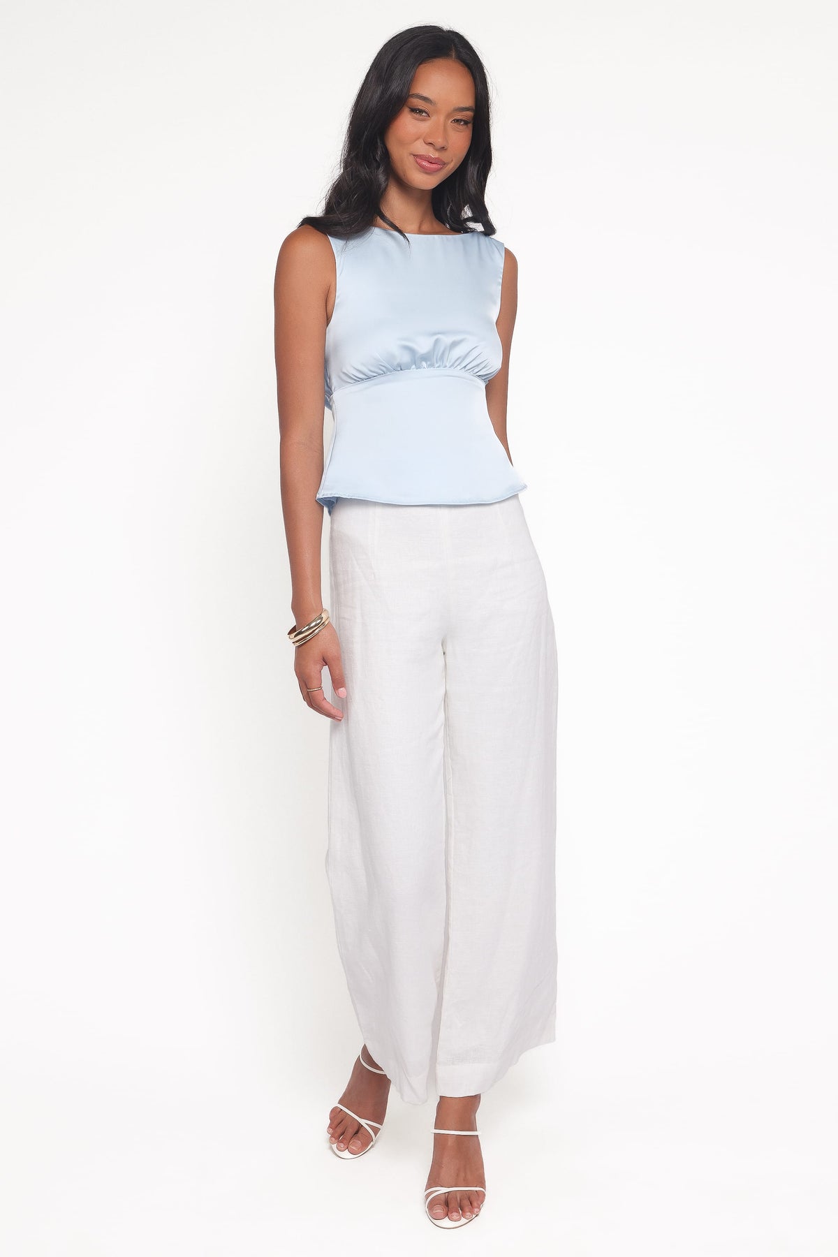 Wynn Blue Satin High Neck Top - view 6