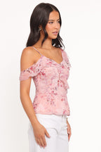 Xandra Pink Floral Square Neck Blouse - view 6