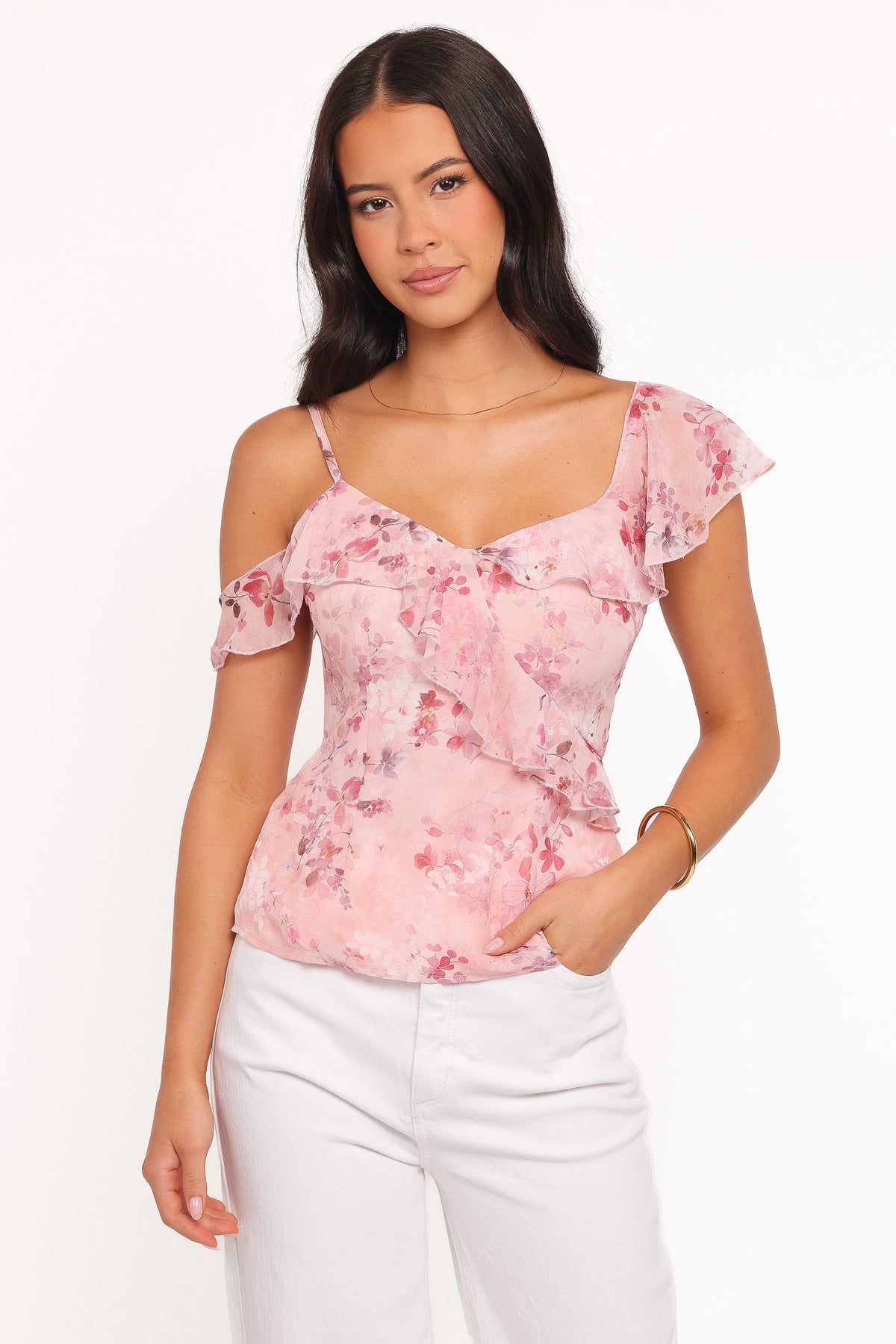 Xandra Pink Floral Square Neck Blouse - view 2