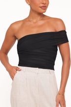 Zachary Black One Shoulder Top - view 2