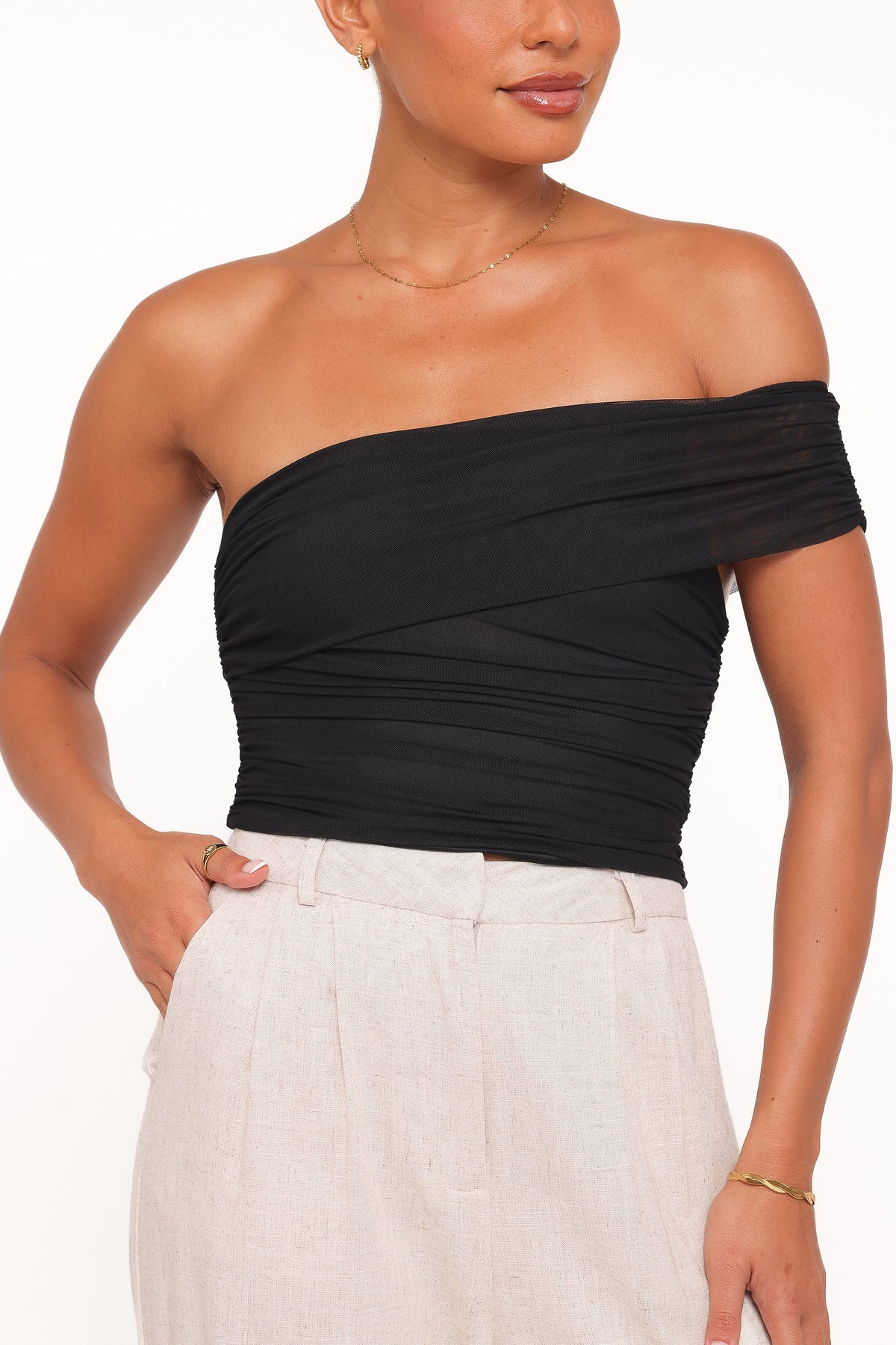 Zachary Black One Shoulder Top - view 2