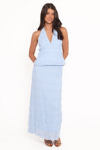 Zafira Blue Textured Halter Top - view 3