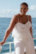 Zinnia Ivory Sequins Sleeveless Top - view 1