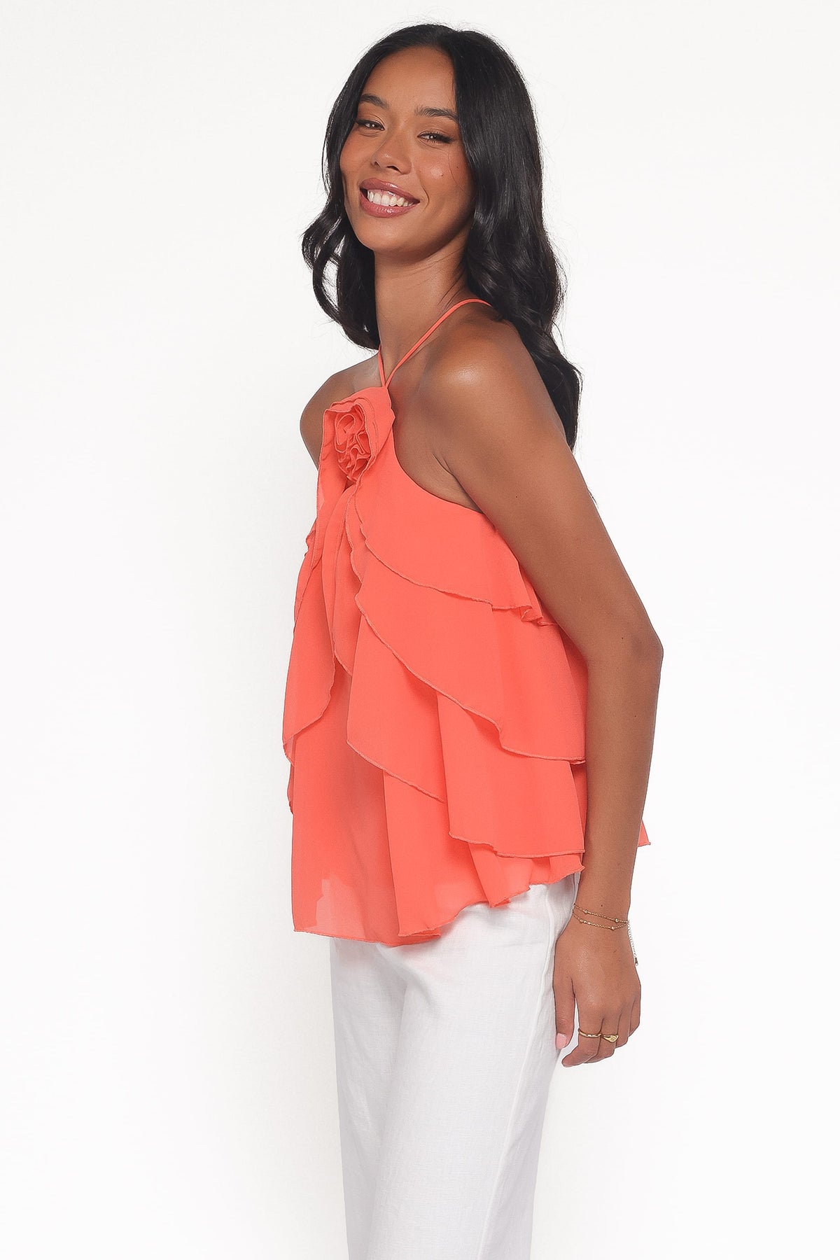 Zorina Sherbert Halter Neck Chiffon Top - view 4