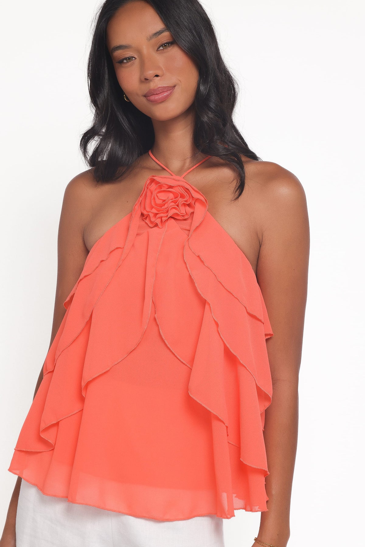 Zorina Sherbert Halter Neck Chiffon Top - view 2