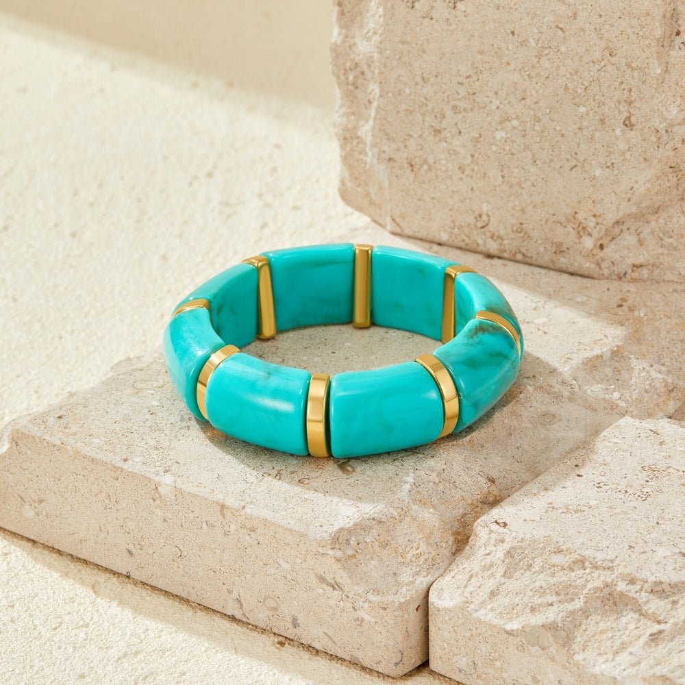 Priya Elastic Gold & Teal Bracelet