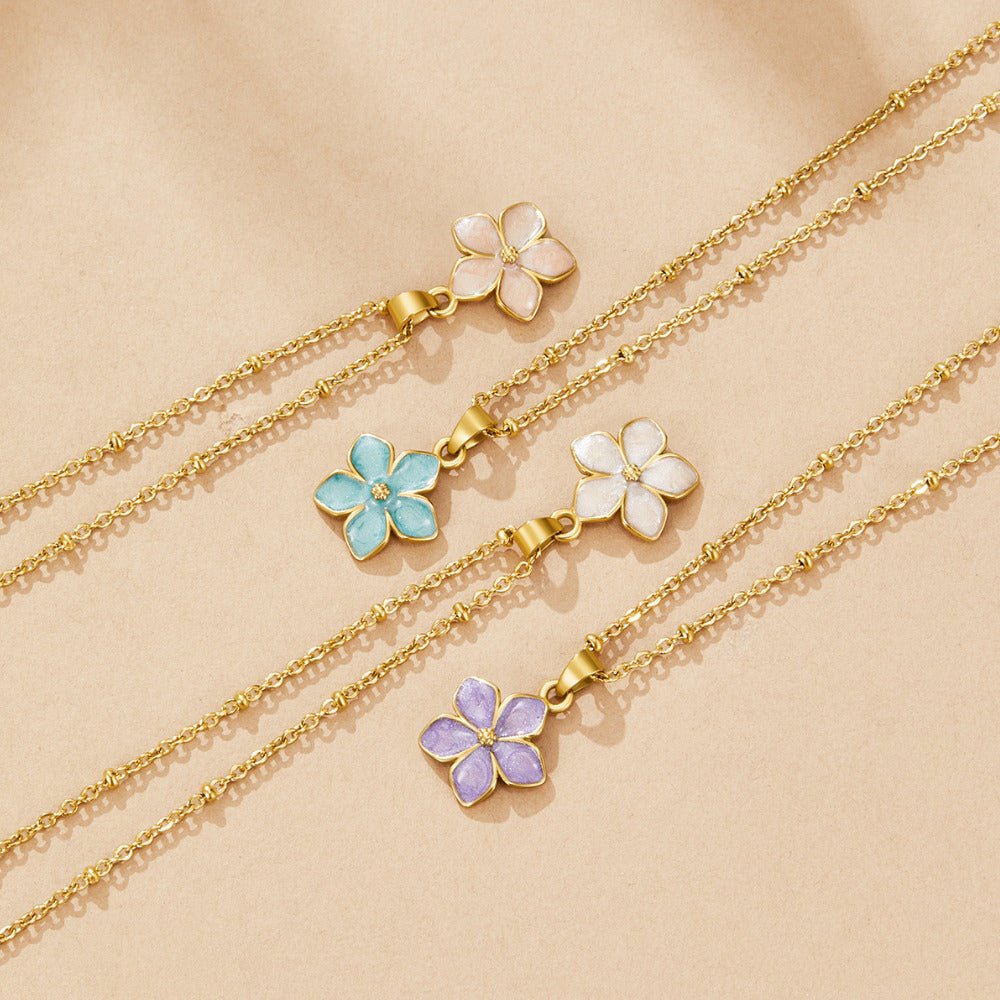 Purple Sakura Bloom Gold Necklace