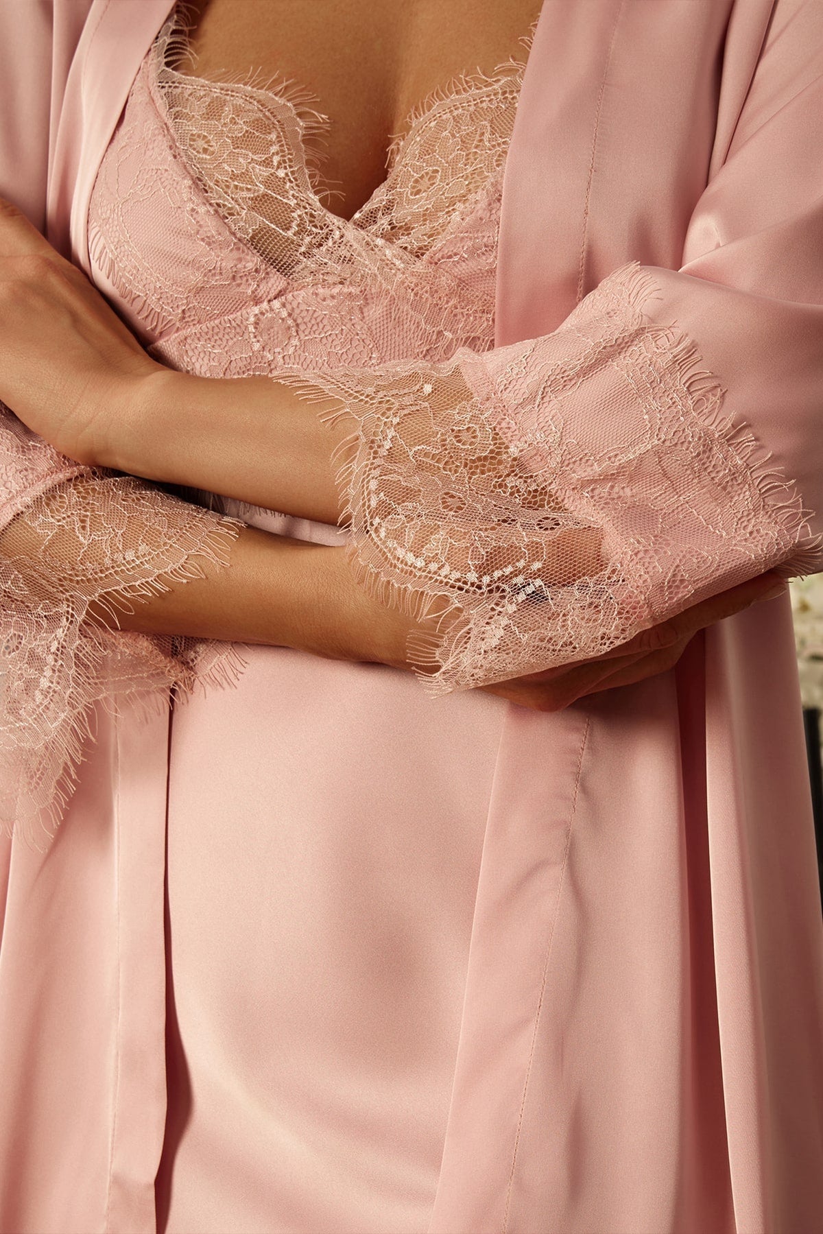 peignoir Pink Lace Lingerie Set - view 4