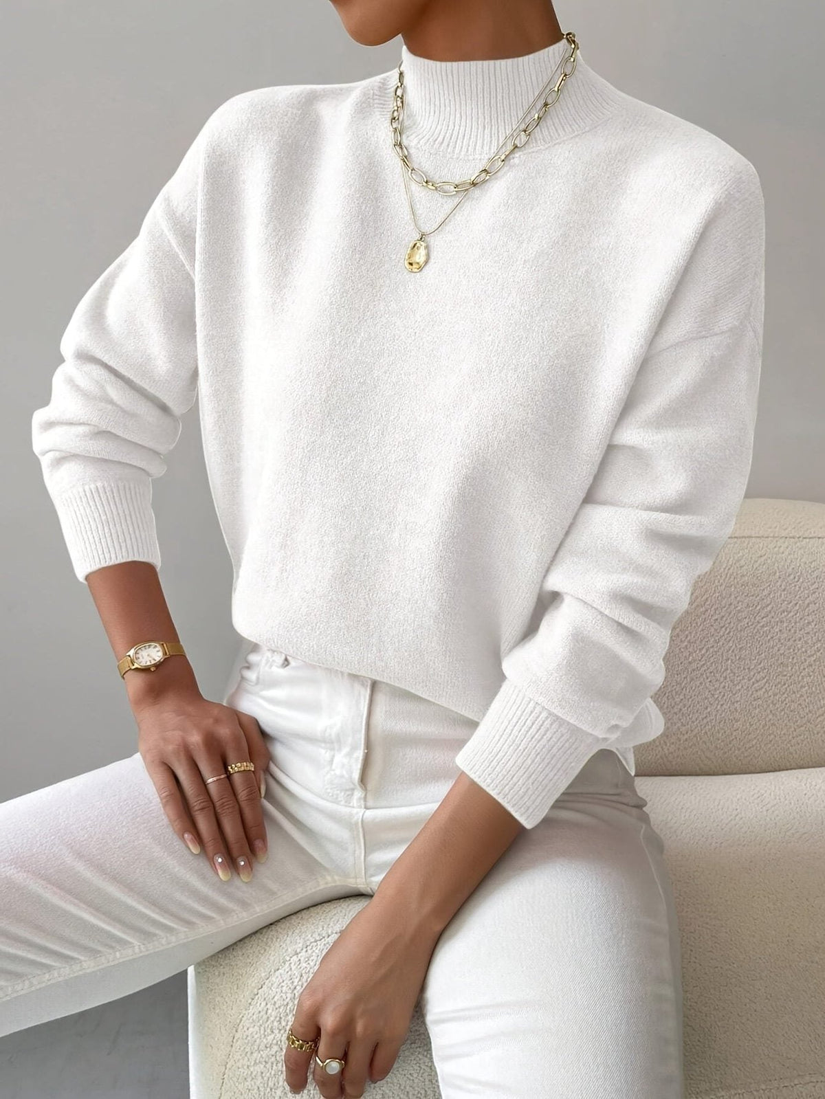 Eloise Ribbed Knit Sweater with Roll Neck - view 2