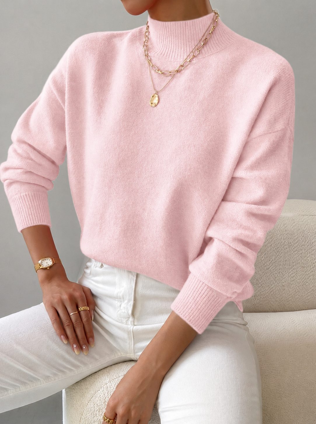Eloise Ribbed Knit Sweater with Roll Neck - view 3