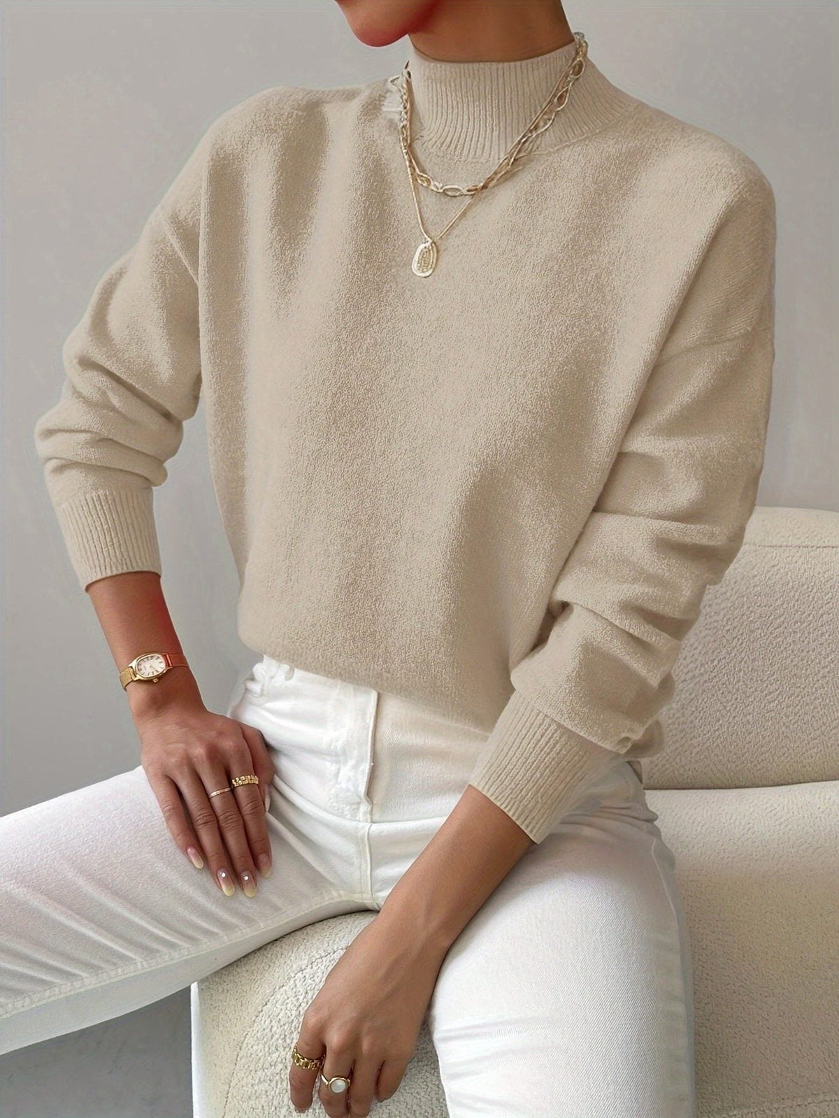 Eloise Ribbed Knit Sweater with Roll Neck - view 5