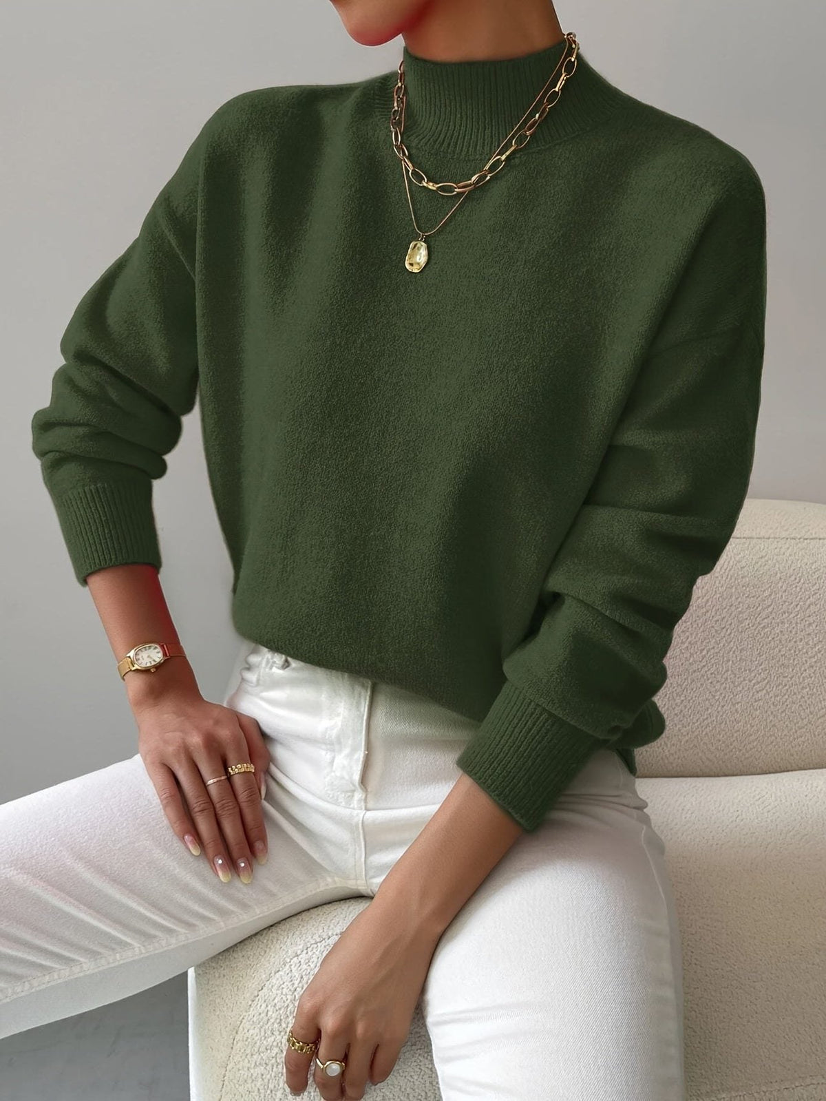 Eloise Ribbed Knit Sweater with Roll Neck - view 8
