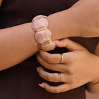 Delphine Rose Quartz Elastic Bracelet - view 2
