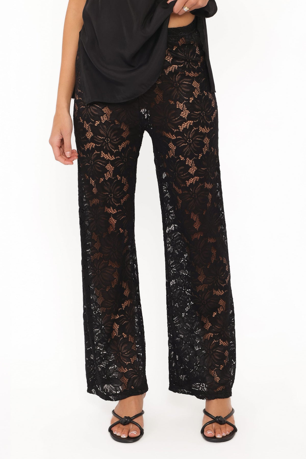 Ethel Black Lace Pant Set - view 6