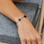 Sabine Silver Black Clover Bracelet - view 2