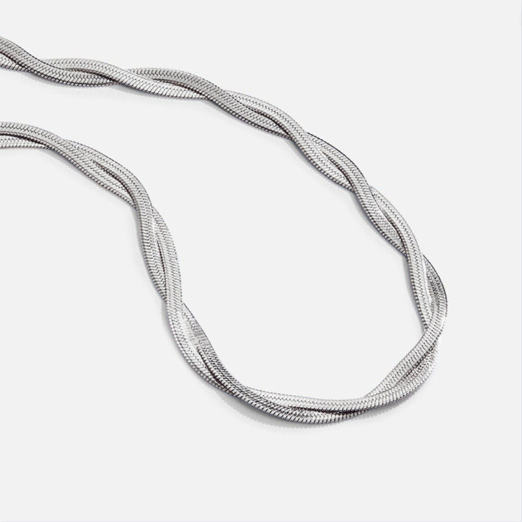 Silver Chiara Twist Snake Chain Necklace