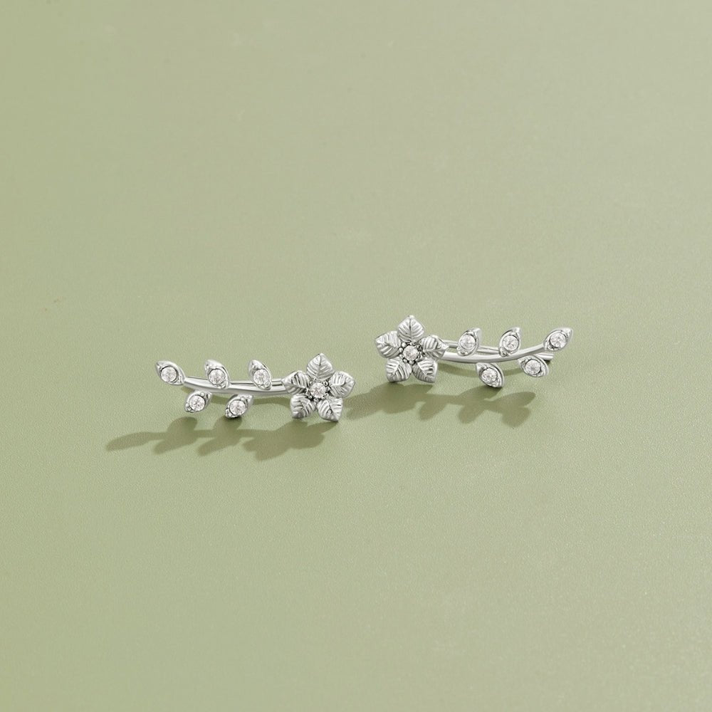 Silver Crystal Vine Earrings
