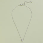 Mira Silver Four Leaf Crystal Necklace - view 3