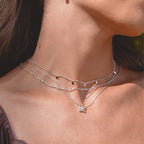 Mira Silver Four Leaf Crystal Necklace - view 2