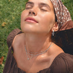 Mira Silver Four Leaf Crystal Necklace - view 4