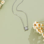 Mira Silver Four Leaf Crystal Necklace - view 1