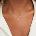 Bella Silver Crystal Leaf Pendant Necklace - view 2