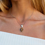 Cleo Silver Tiger Eye Stone Long Necklace - view 2