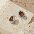 Silver Tiger Eye Teardrop Earrings