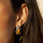 Ione Silver Tiger Eye Teardrop Earrings - view 2