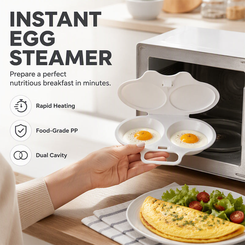 🥚 Smart Microwave Egg Poacher with Lid – Perfectly Poached Eggs in Minutes ✨
