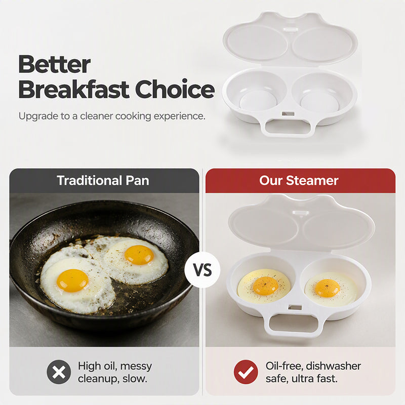 🥚 Smart Microwave Egg Poacher with Lid – Perfectly Poached Eggs in Minutes ✨