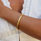 Tasha Ribbed Gold Bangle - view 2