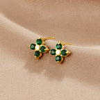 Kiara Tiny Emerald Petal Stud Earrings - view 3