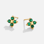 Kiara Tiny Emerald Petal Stud Earrings - view 1