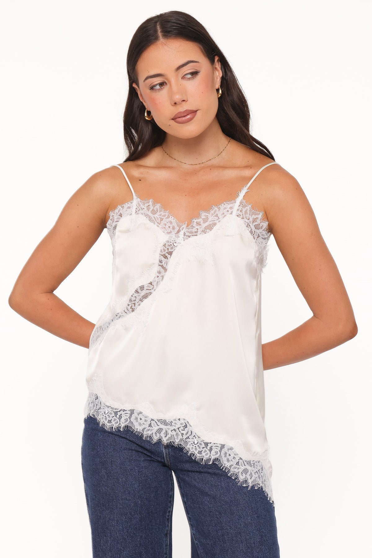 Avere Cream Lace Asymmetrical Cami - view 1