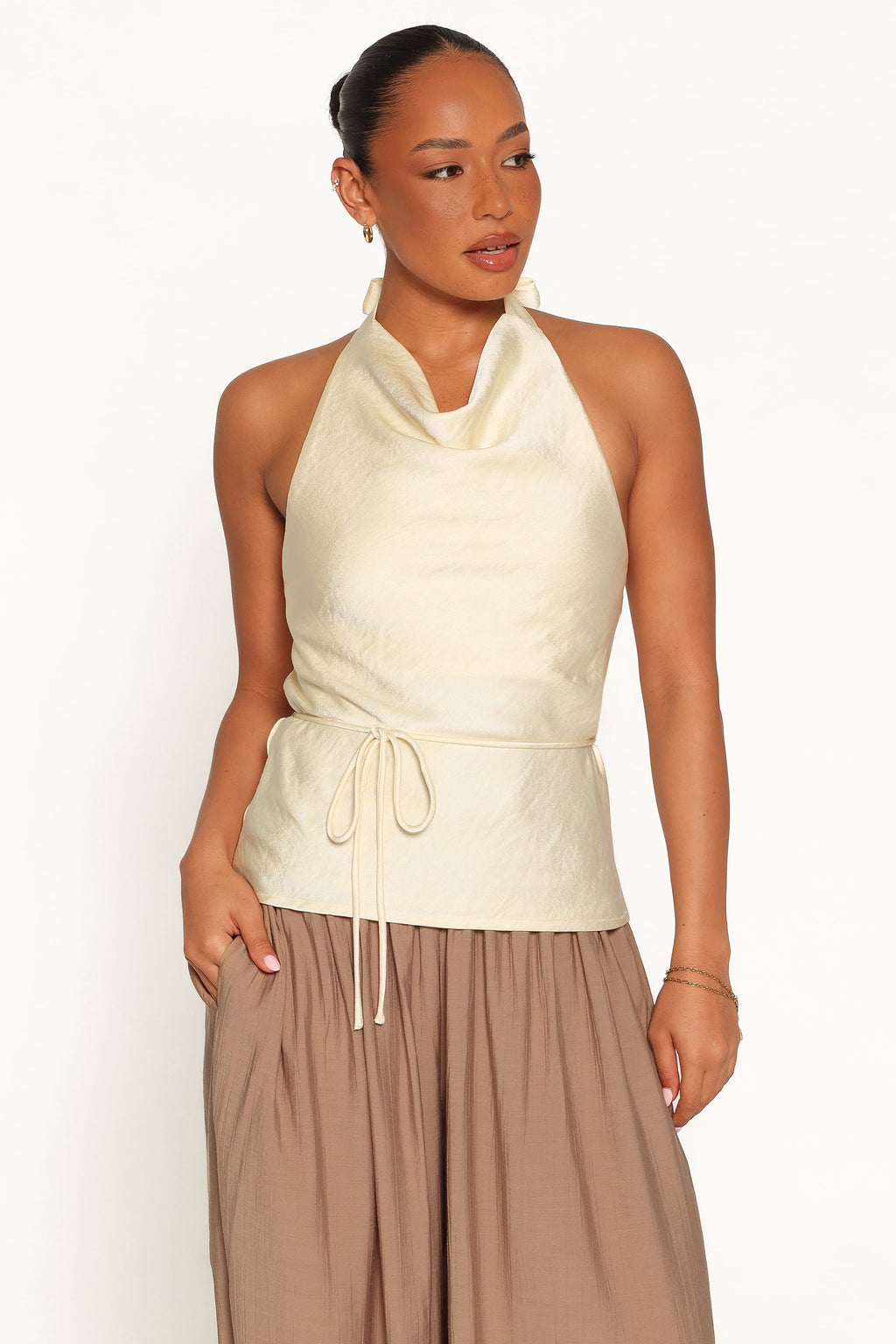 Brenn Butter Yellow Halterneck Top - view 2