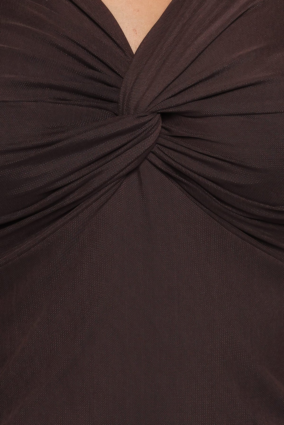 Ellera Brown V Neck Mesh Top - view 6