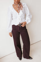 Issy White Cotton V Neck Top - view 1
