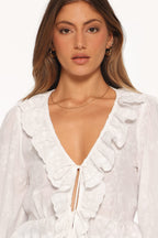 Issy White Cotton V Neck Top - view 3