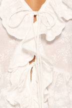 Issy White Cotton V Neck Top - view 7