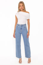Jacki White Cotton Asymmetric Top - view 5