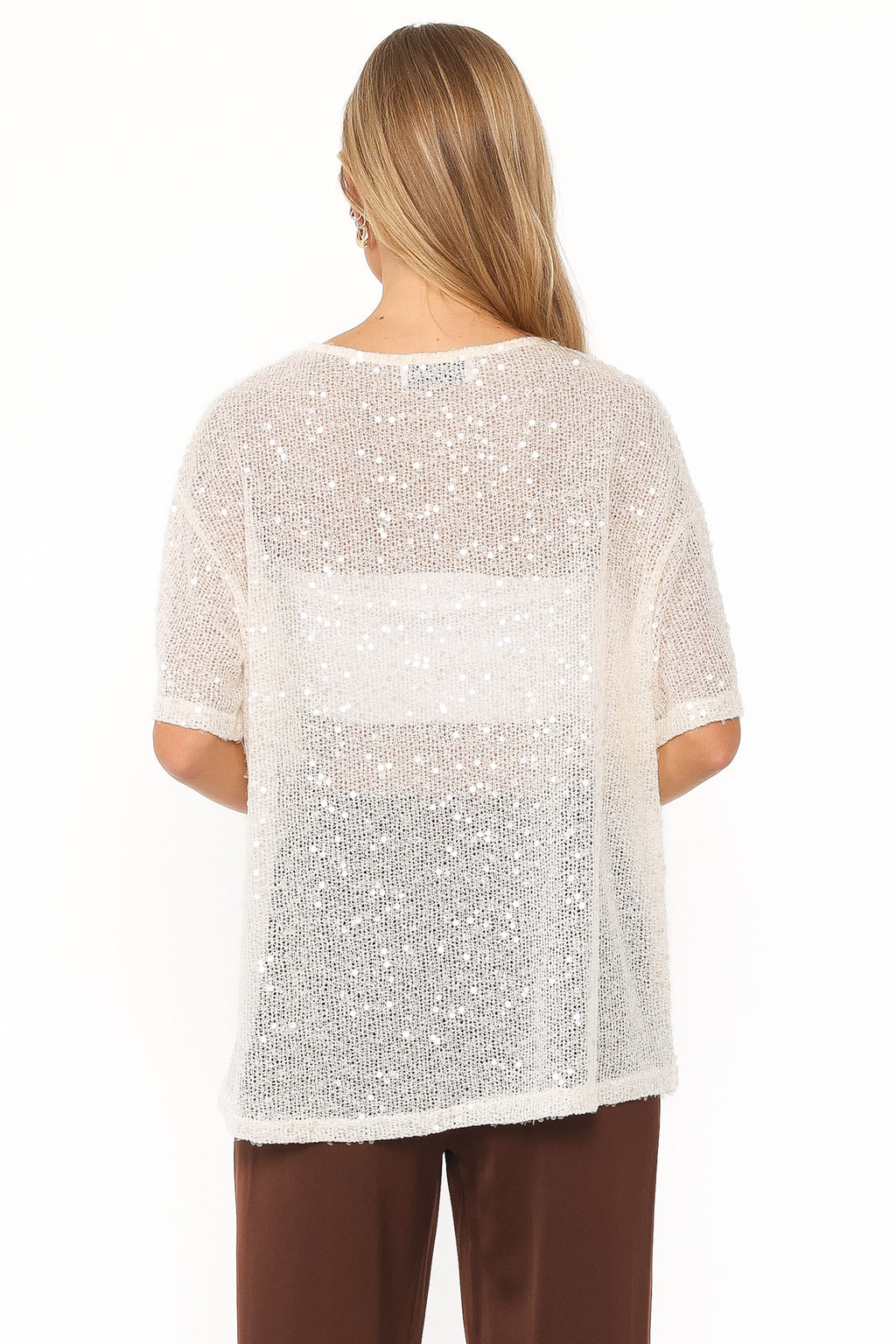 Nadine Cream Sheer Tee Top - view 4