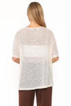 Nadine Cream Sheer Tee Top - view 4