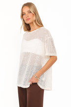 Nadine Cream Sheer Tee Top - view 3